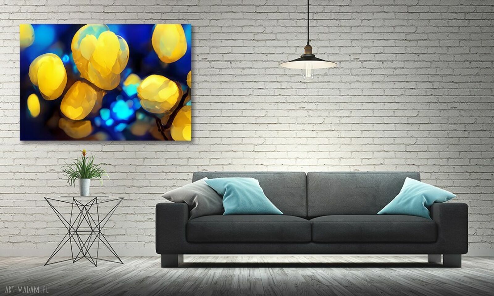 Obraz na płótnie Żółte Bąbelki - abstrakcyjne kwiaty 120x80 cm