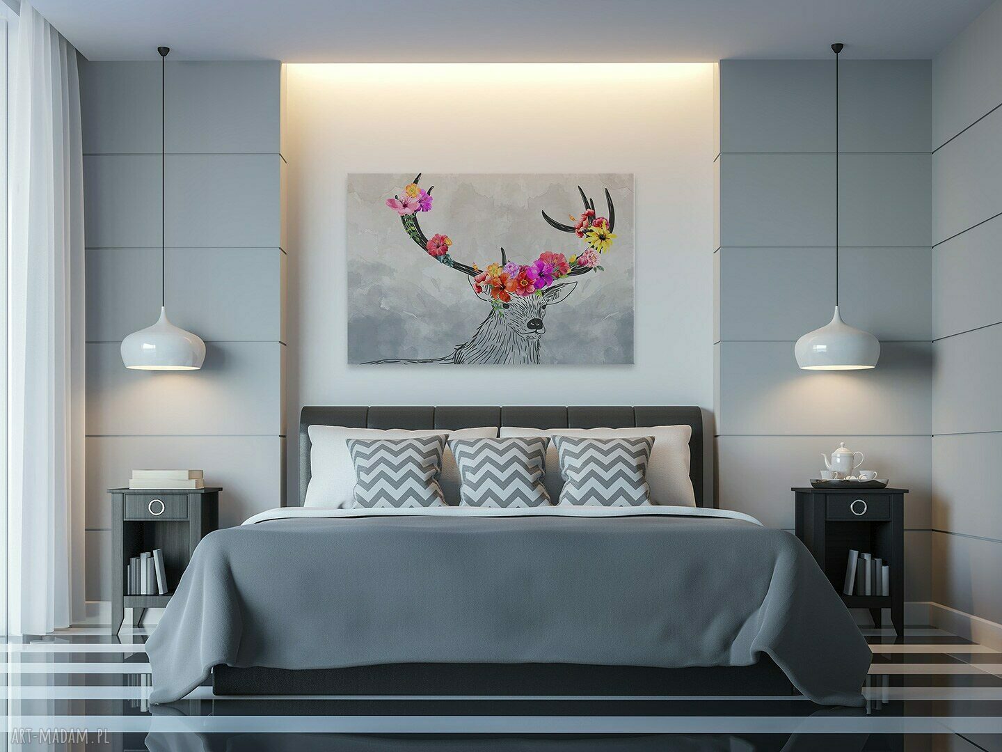 Obraz na płótnie - POROŻE KWIATY - 120x80 cm (54201)