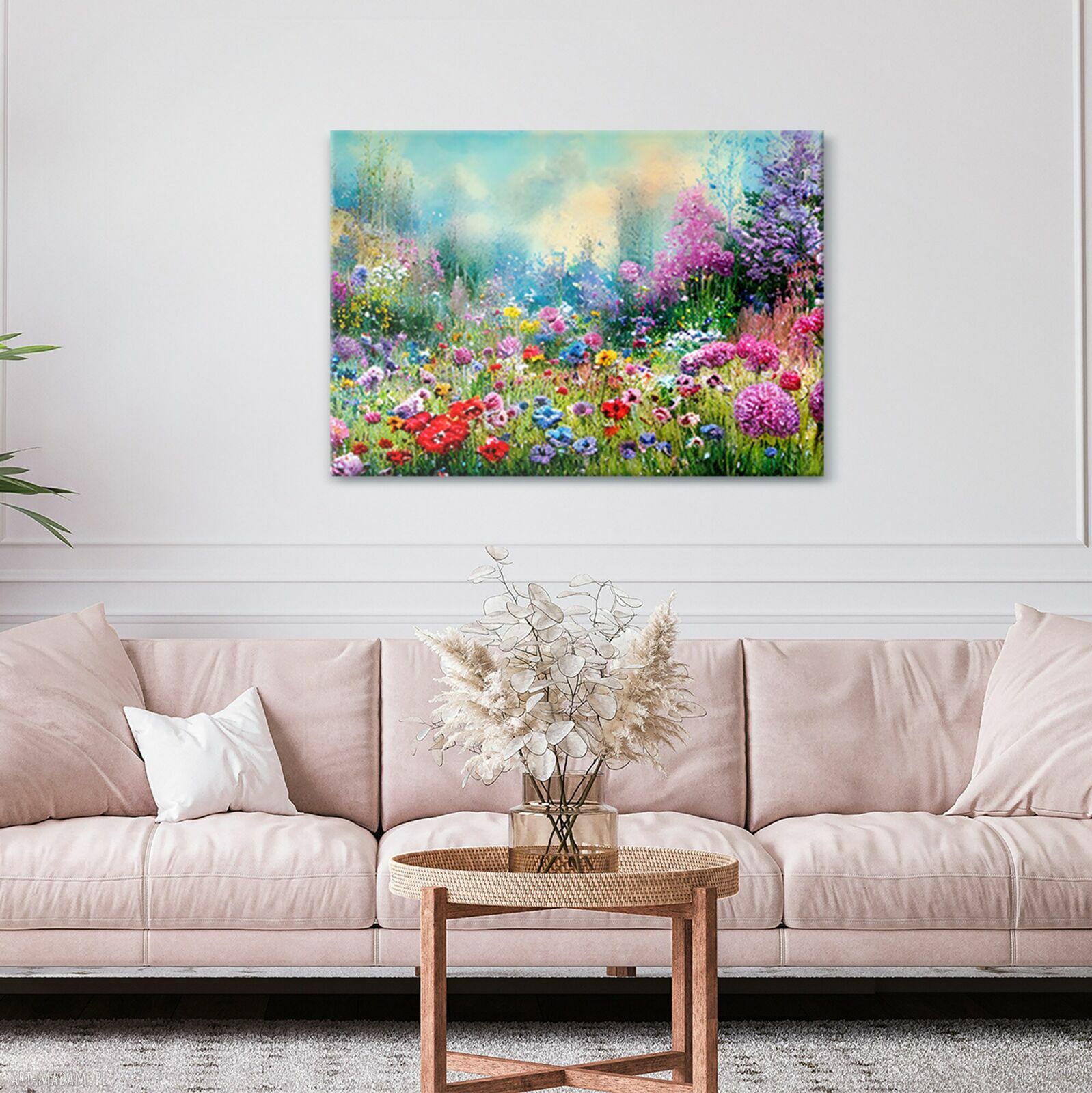 Letnia Łąka 1 - obraz na płótnie 100x70 cm z kwiatami, gotowy do zawieszenia
