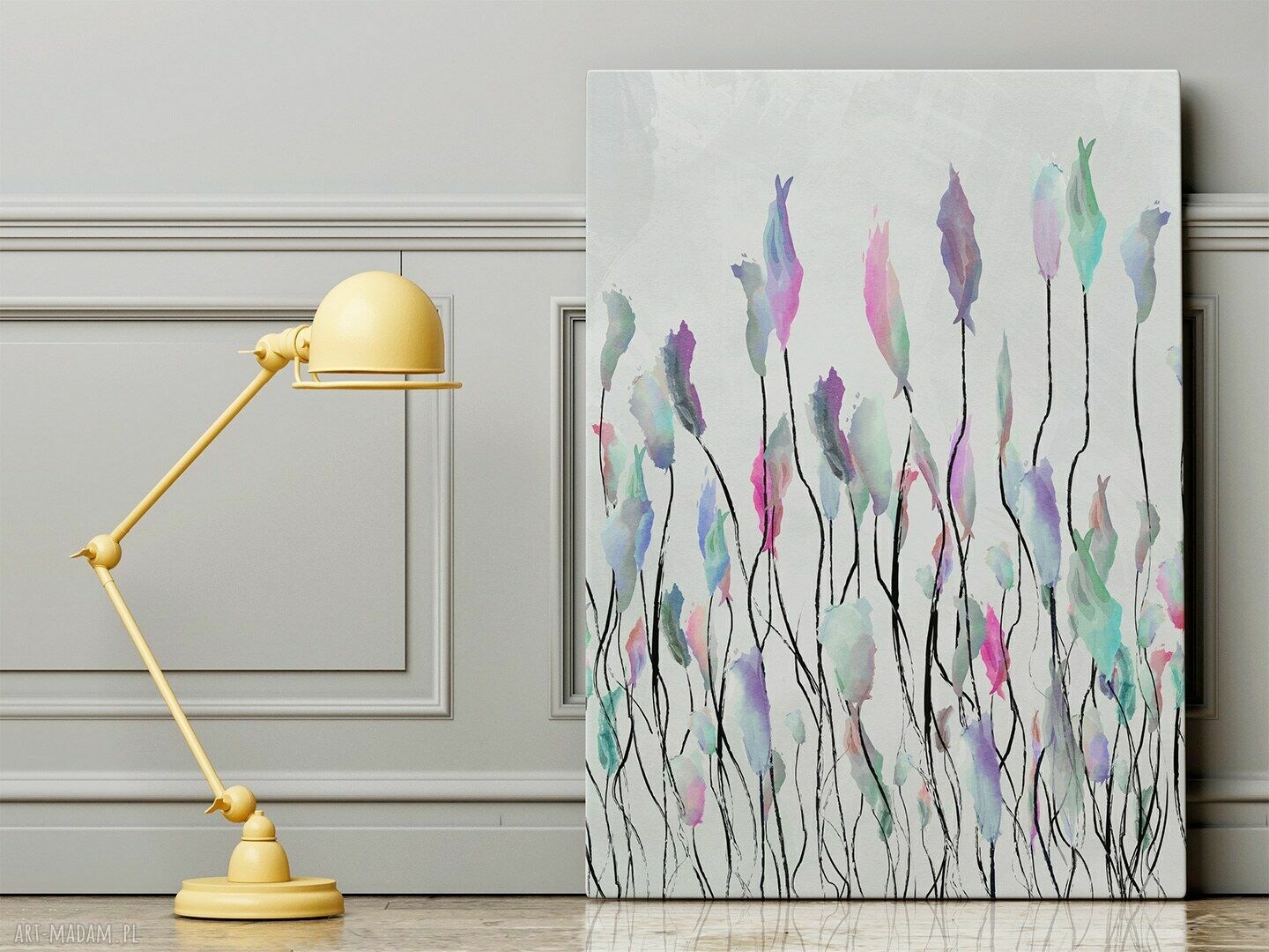 Obraz na płótnie ŁĄKA SZARY KOLOR - 50x70 cm w pionie