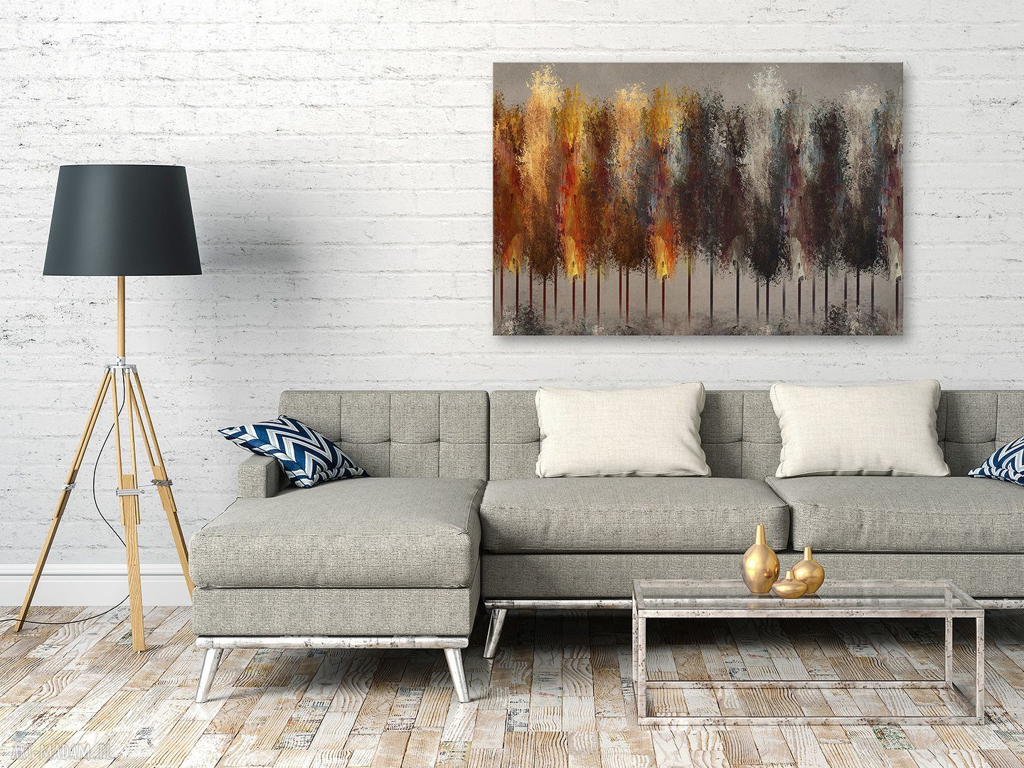 Obraz na płótnie Las Drzewa Ogień 120x80 cm (ciemny) - autorski projekt