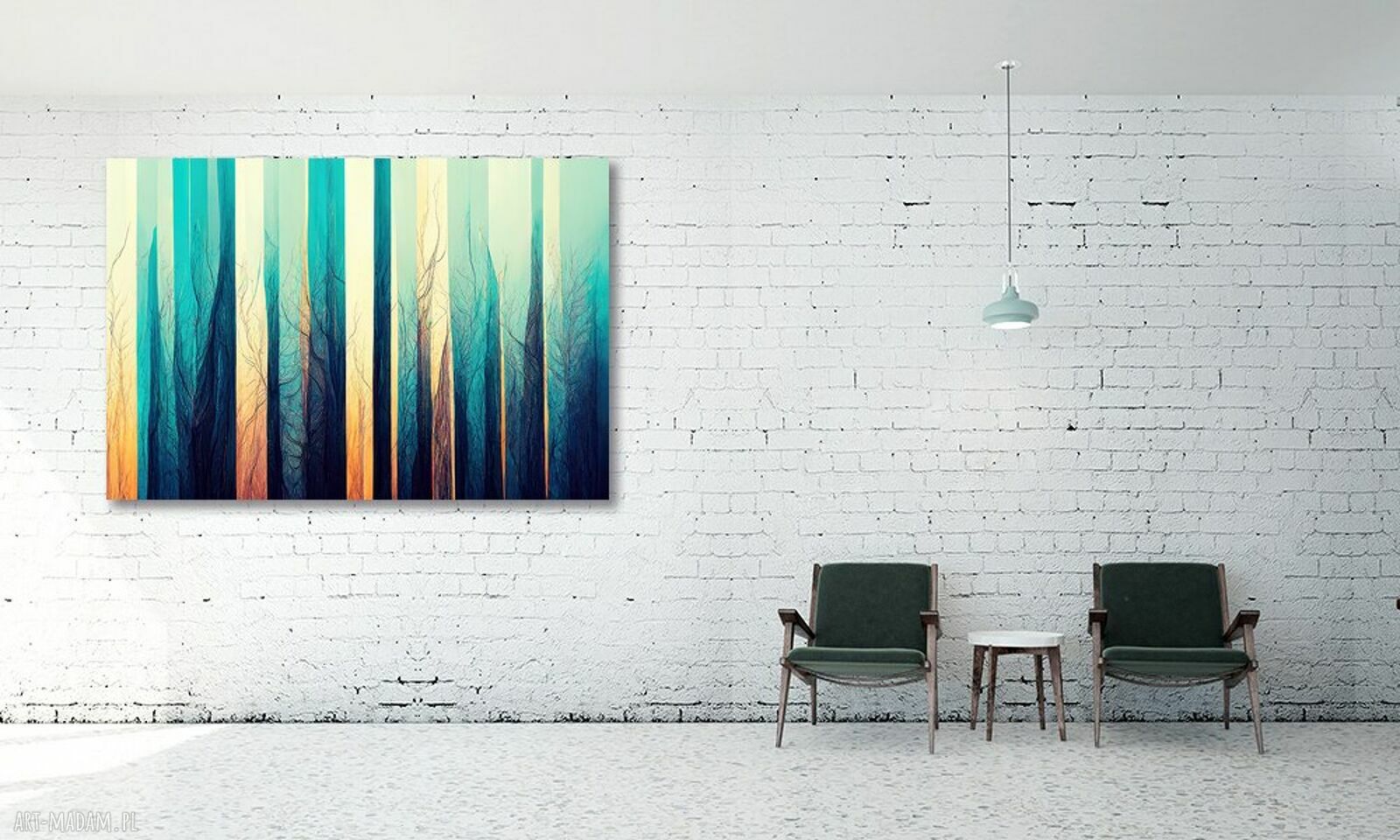 Turkusowy las - abstrakcyjny obraz na płótnie 120x80 cm