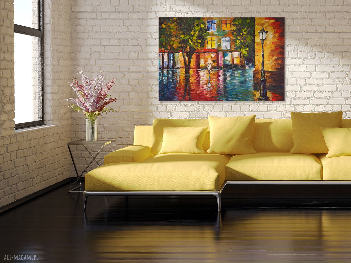 Obraz na płótnie ODBICIE POSTAĆ MIASTO i latarnia 120x80 cm