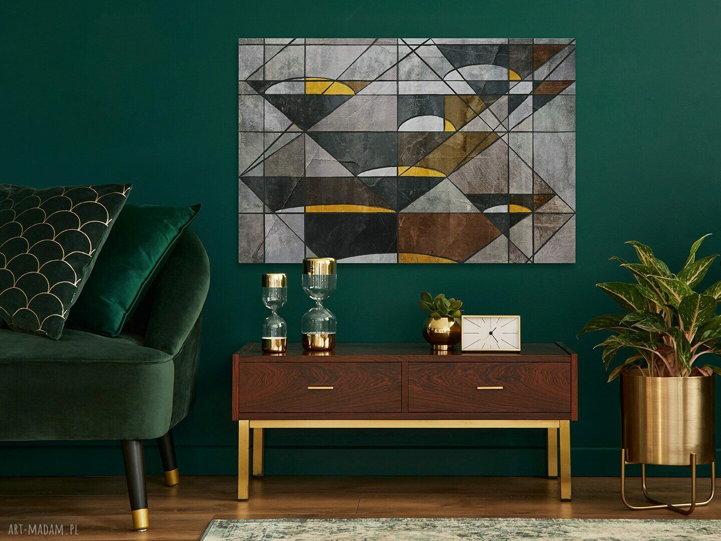 Abstrakcja Geometria - obraz na płótnie 120x80 cm z trójkątami