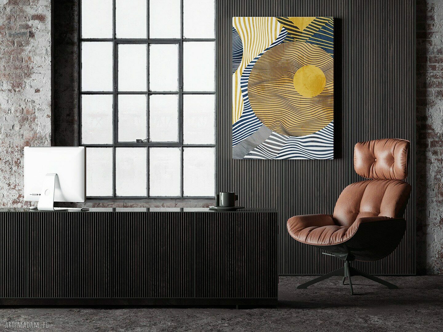 Obraz na płótnie Koła Linie Abstrakcja Złoto - 50x70 cm w pionie