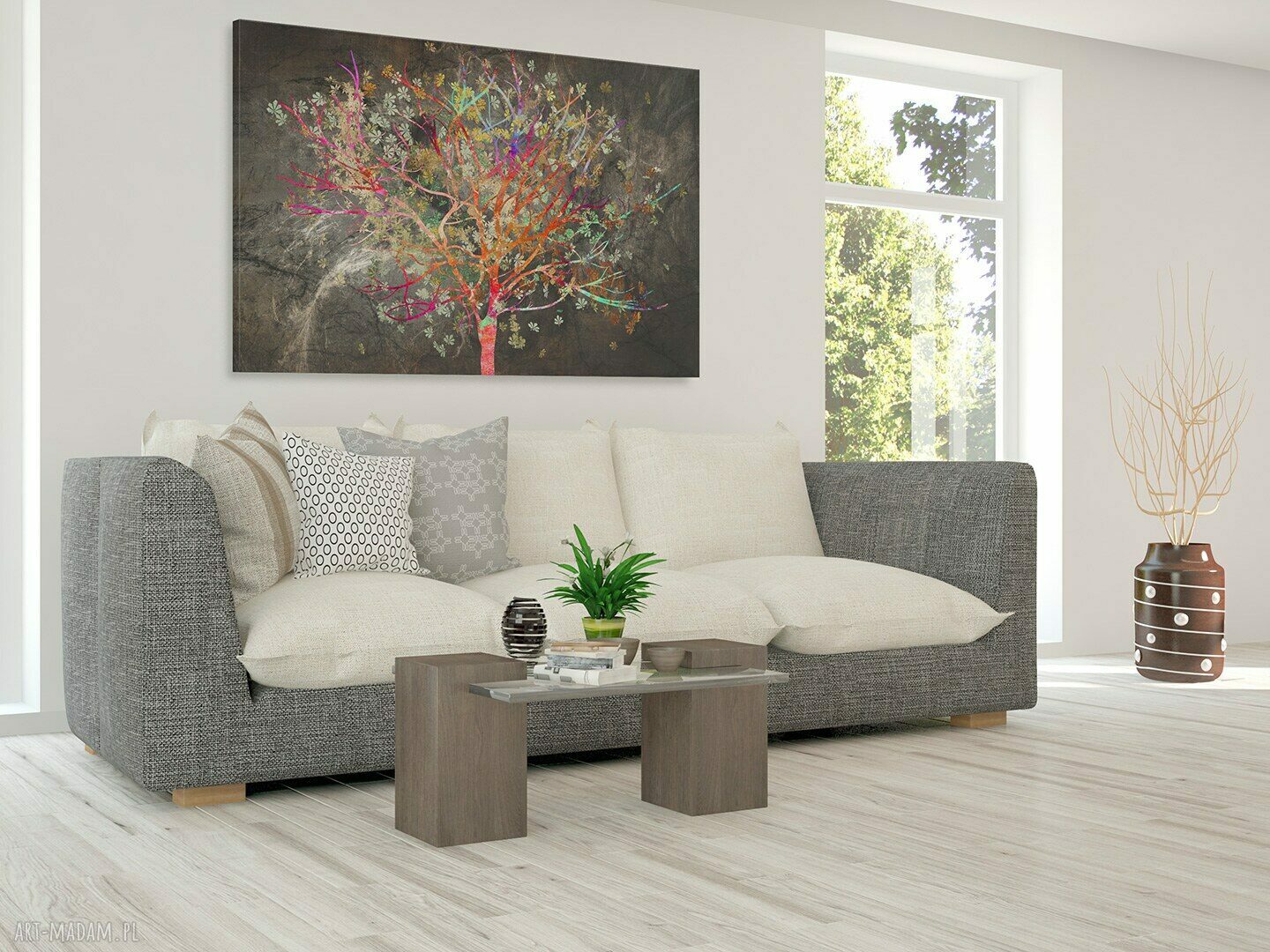 Obraz na płótnie - DRZEWO LIŚCIE KOLOROWY - 120x80 cm (70401)