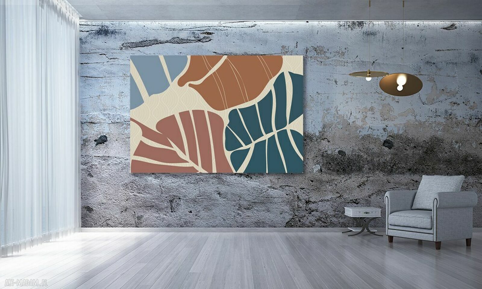 Obraz na płótnie liście monstery 120x80 cm - boho abstrakcja