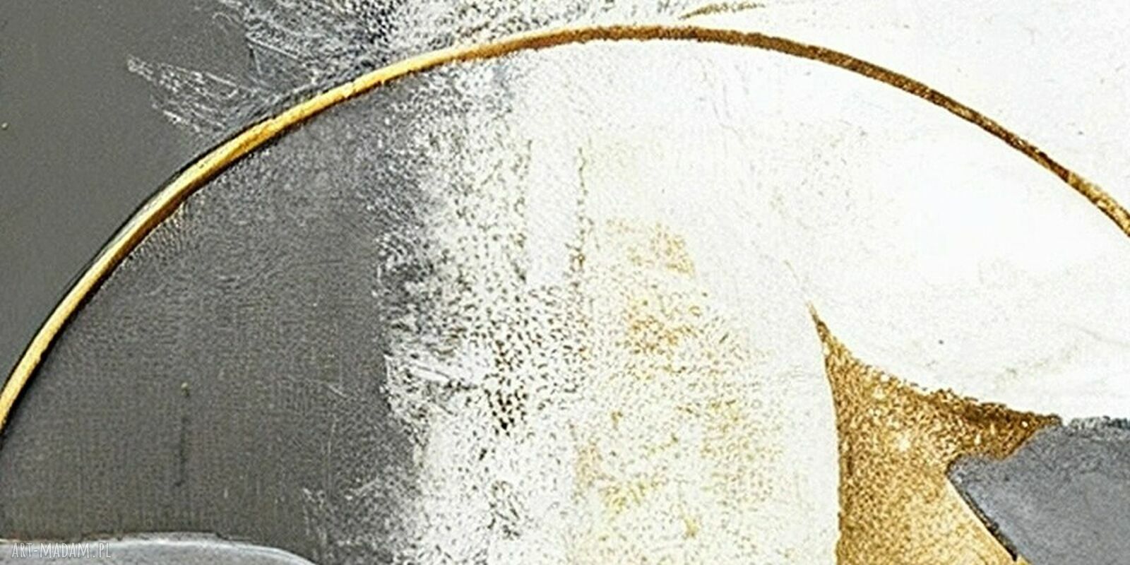 Obraz na płótnie Szare Liście - abstrakcja z turkusem i złotem 120x80 cm