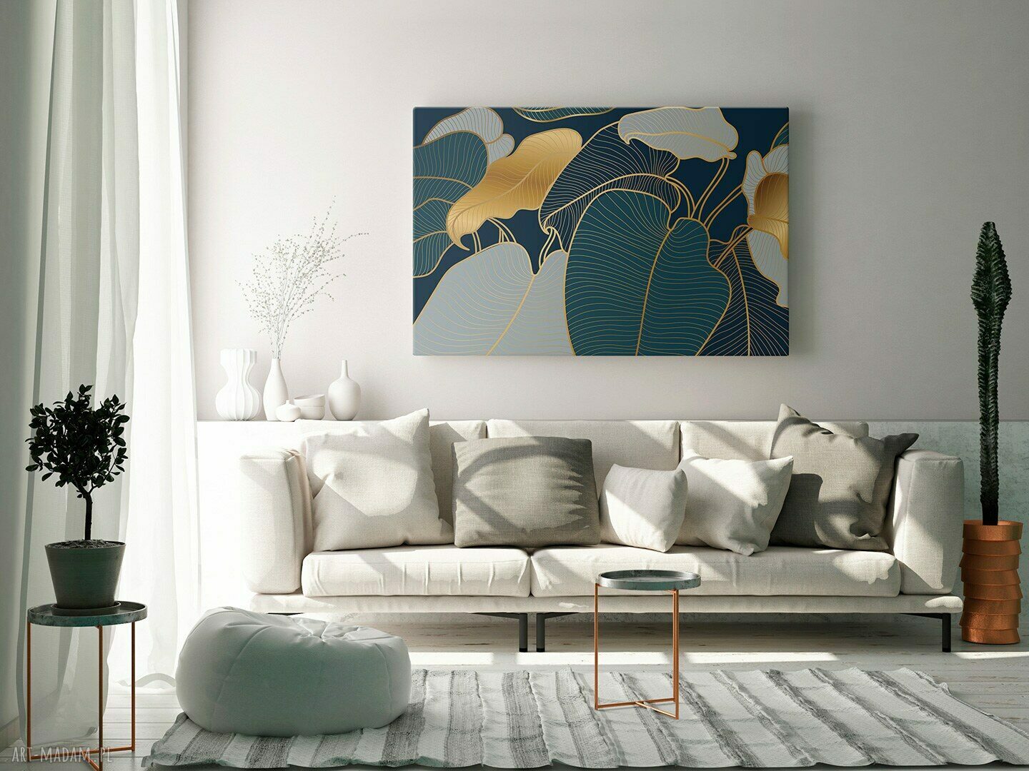 Obraz na płótnie - LIŚCIE MOSNTERA ART-DECO - 120x80 cm (99901)