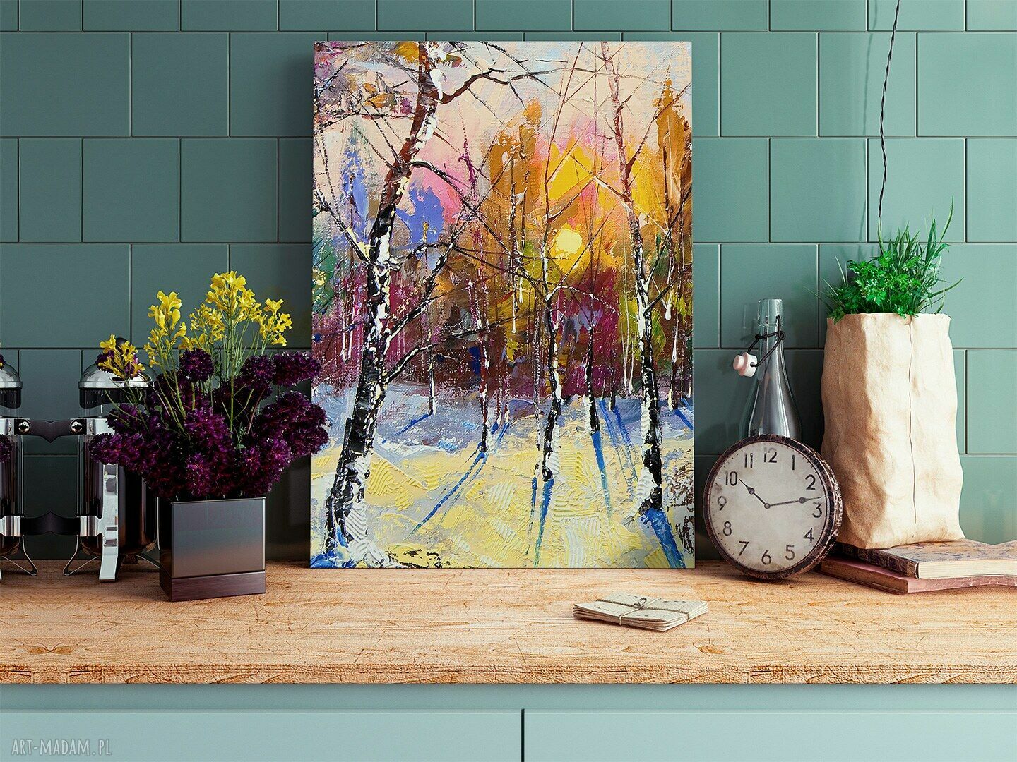 Obraz na płótnie ZIMOWY LAS DRZEWA - w pionie 50x70 cm (62604)