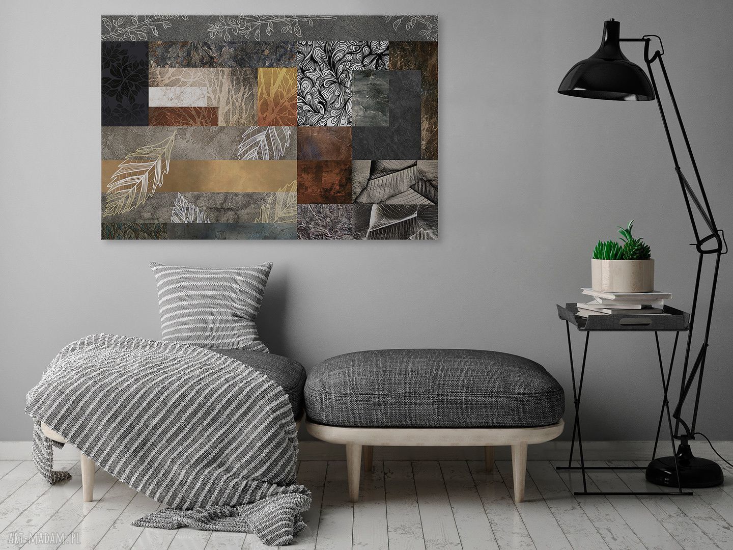 Obraz na płótnie - LIŚCIE MOZAIKA - 120x80 cm (46001)