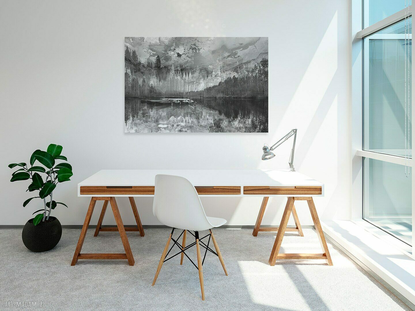 Obraz na płótnie - pejzaż gór czarno-biały 120x80 cm
