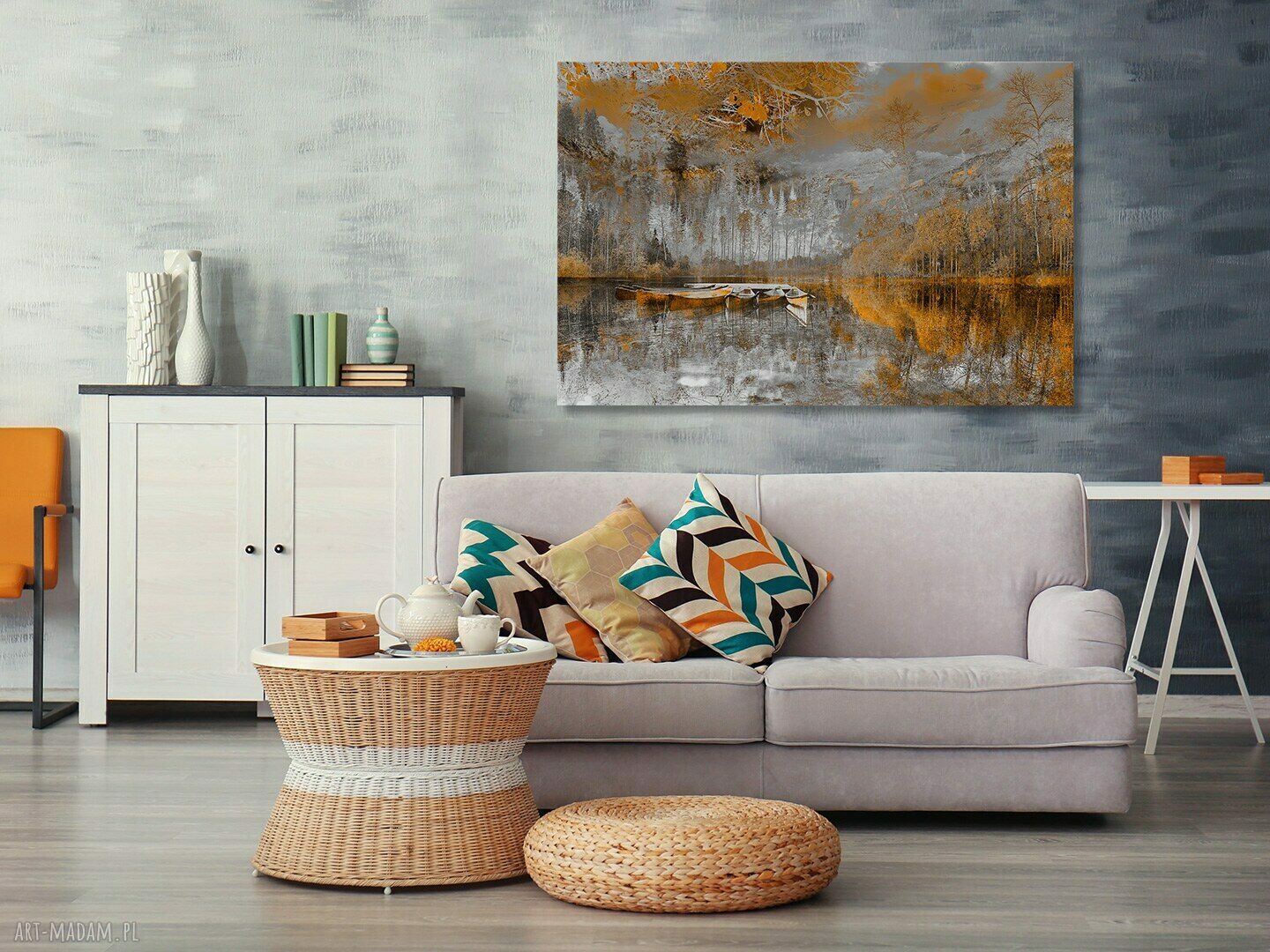 Obraz na płótnie - Pejzaż GÓRY pomarańczowy 100x70 cm (Vaku dsgn)