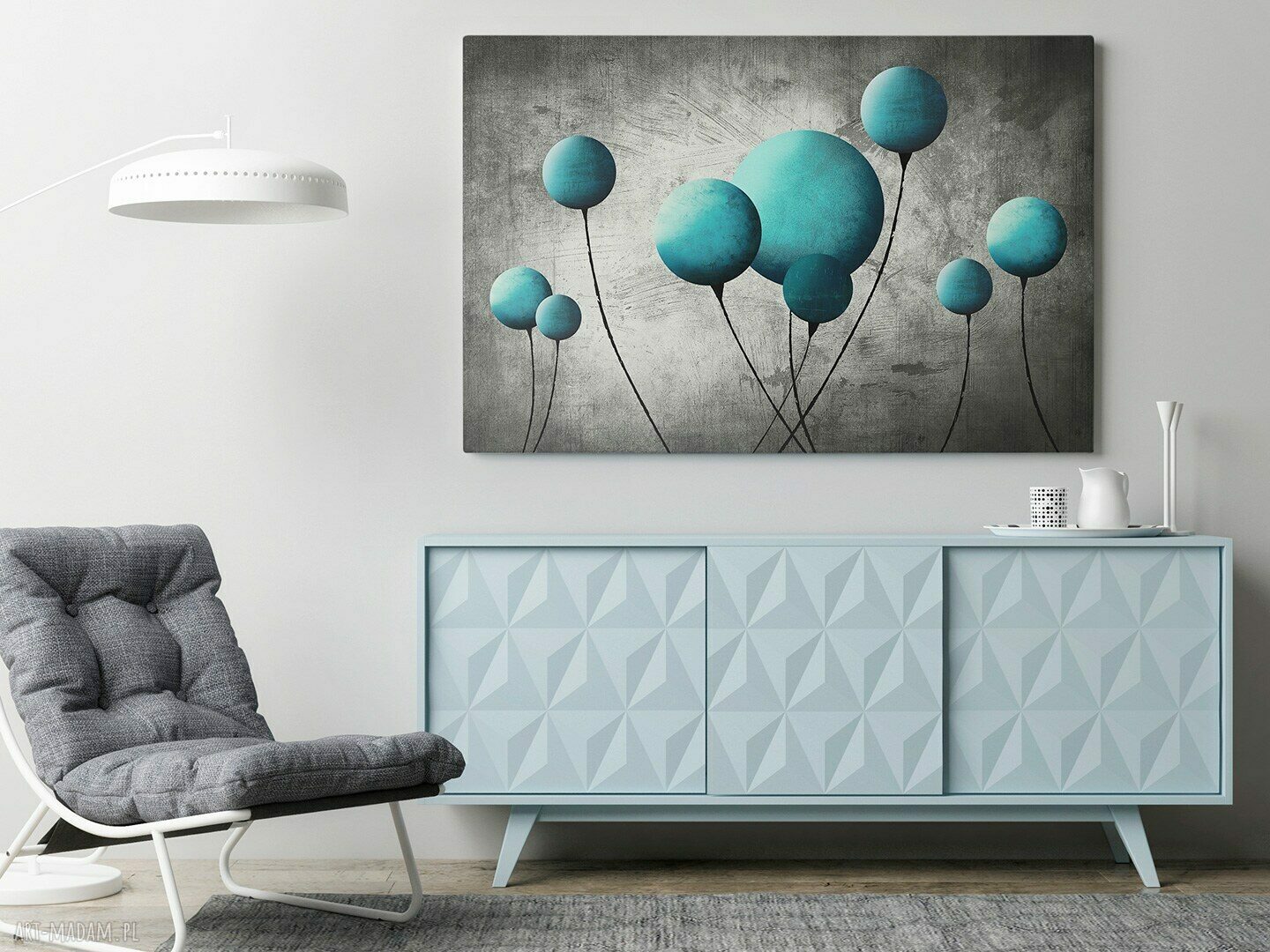 Obraz na płótnie - Balon Balonik Turkusowy - 120x80 cm (69202)