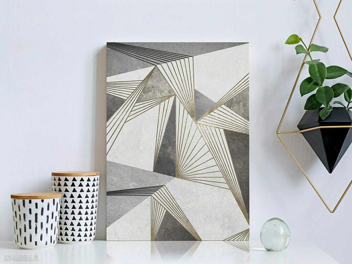 Obraz na płótnie industrialny - abstrakcja linii i kształtów w pionie 50x70 cm (Vaku dsgn)