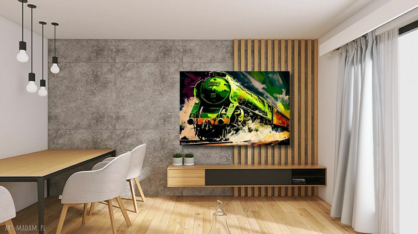 Obraz na płótnie Lokomotywa - zielony pociąg 120x80 cm