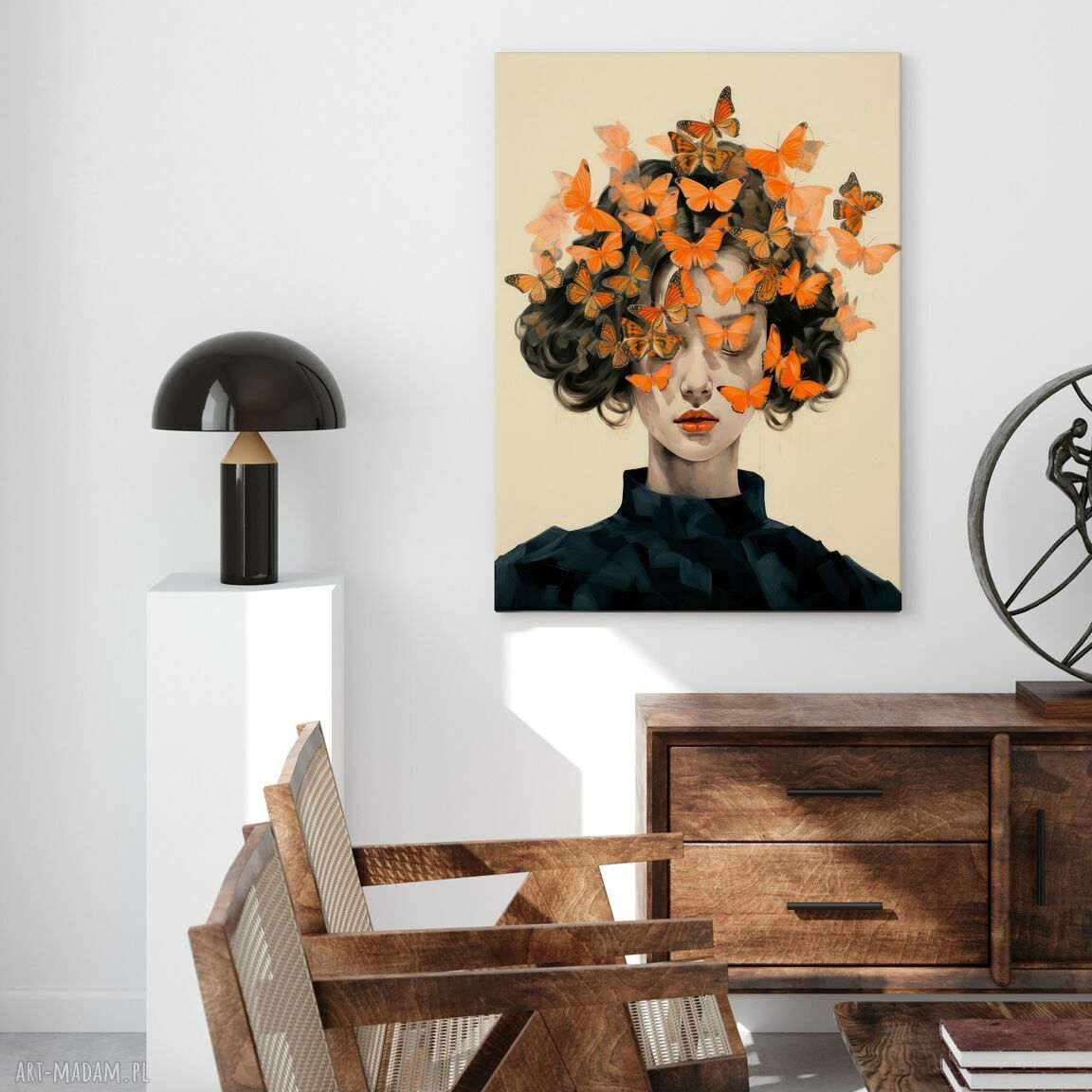 Obraz na płótnie Kobieta i motyle 100x70 cm