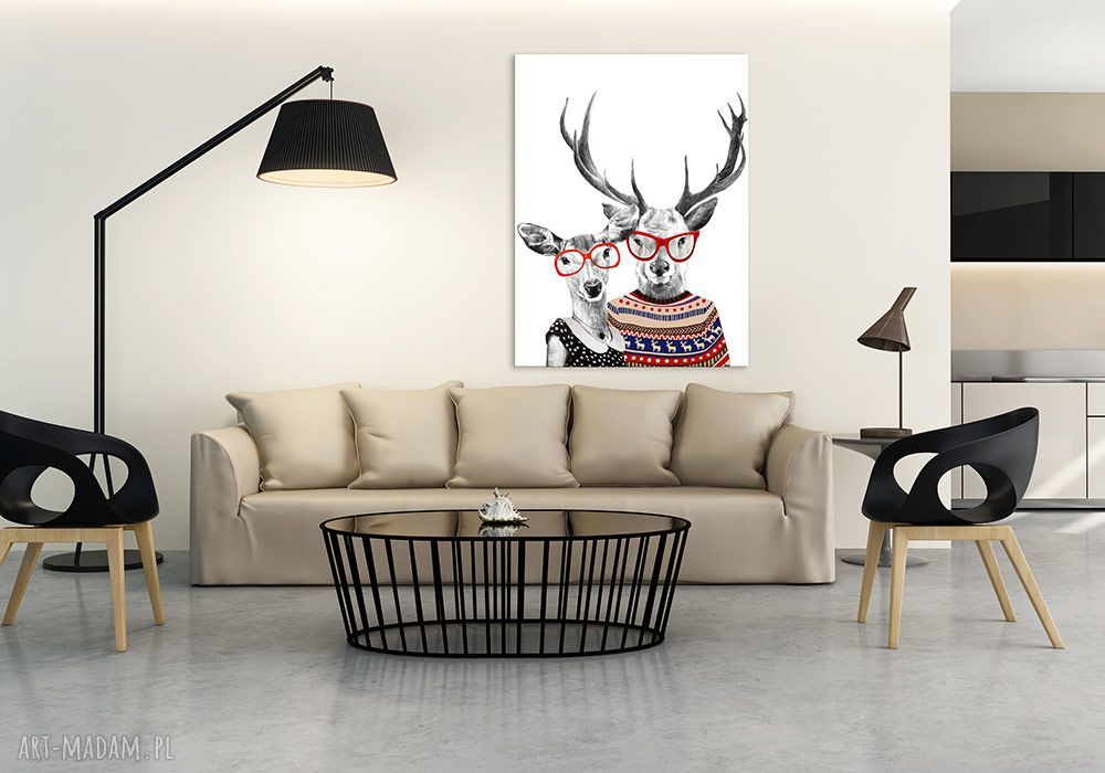 Obraz na płótnie 70x100cm JELNIE LOVE - wysyłka w 24h 0247