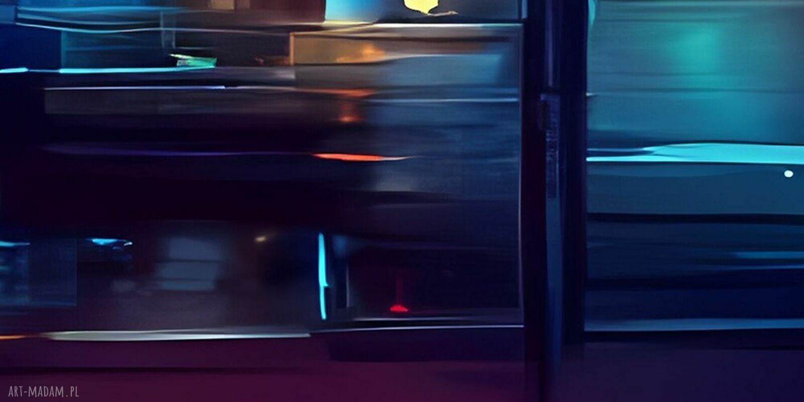 Obraz na płótnie Miasto nocą - neon, deszcz i miejski klimat