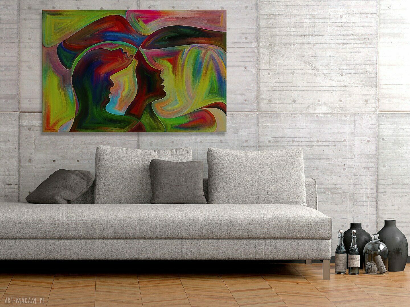 Obraz na płótnie - TWARZE ABSTRAKCJA - 120x80 cm (39201)