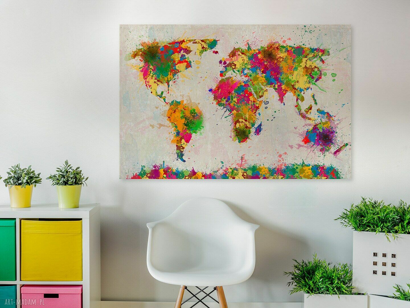 Mapa Kolory na płótnie 120x80 cm - nowoczesna dekoracja ścienna