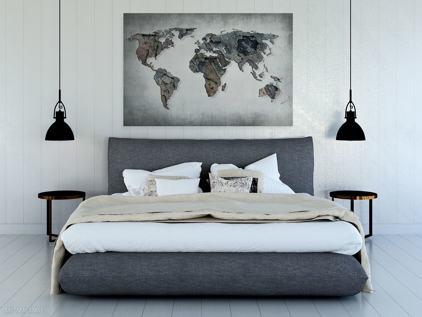 Obraz na płótnie Mapa Świata Beton 120x80 cm