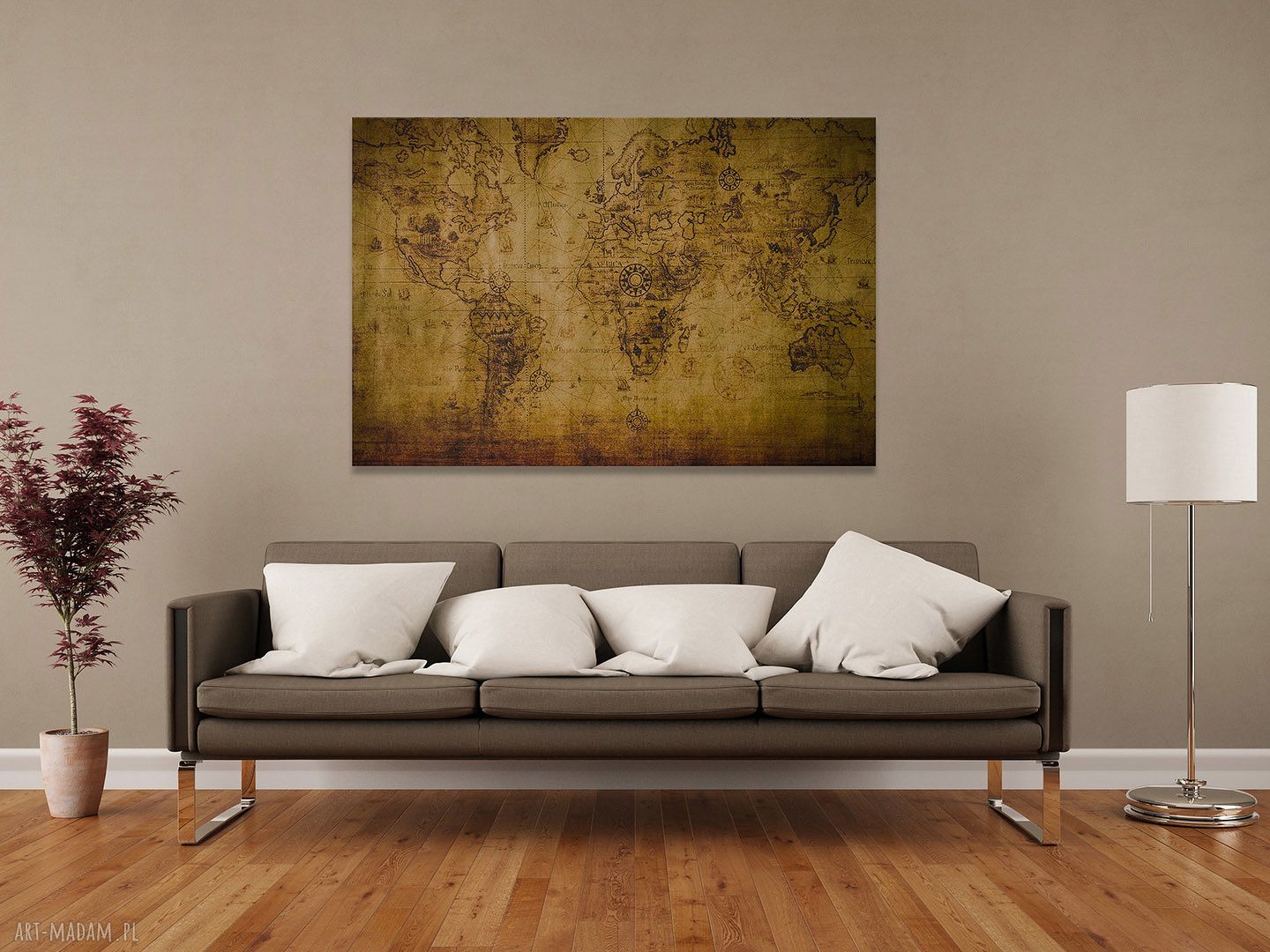 Obraz na płótnie - MAPA STARA - 120x80 cm (13701)