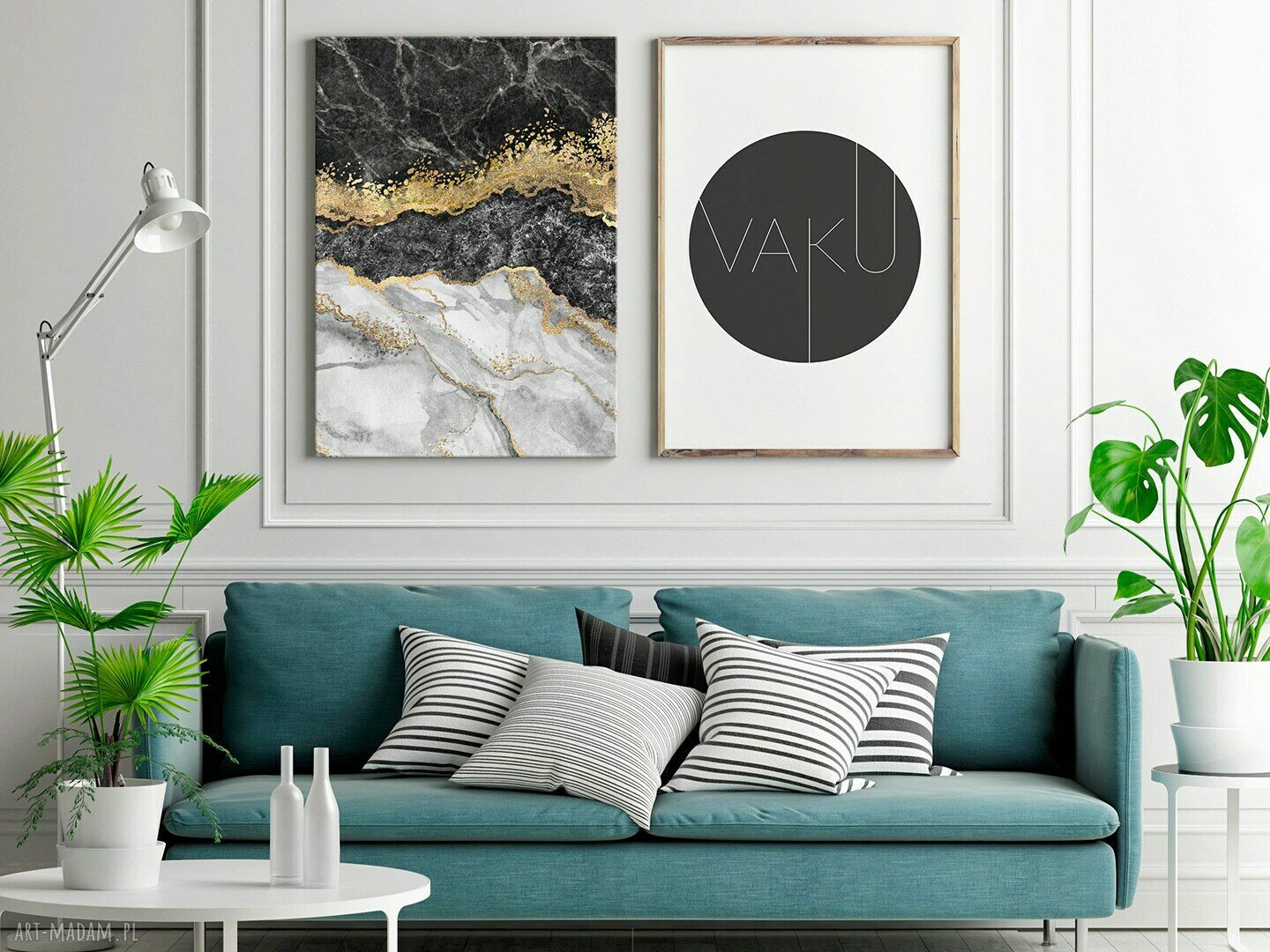 Obraz na płótnie Marmur Złoto Czarny - Art Deco w pionie 50x70 cm