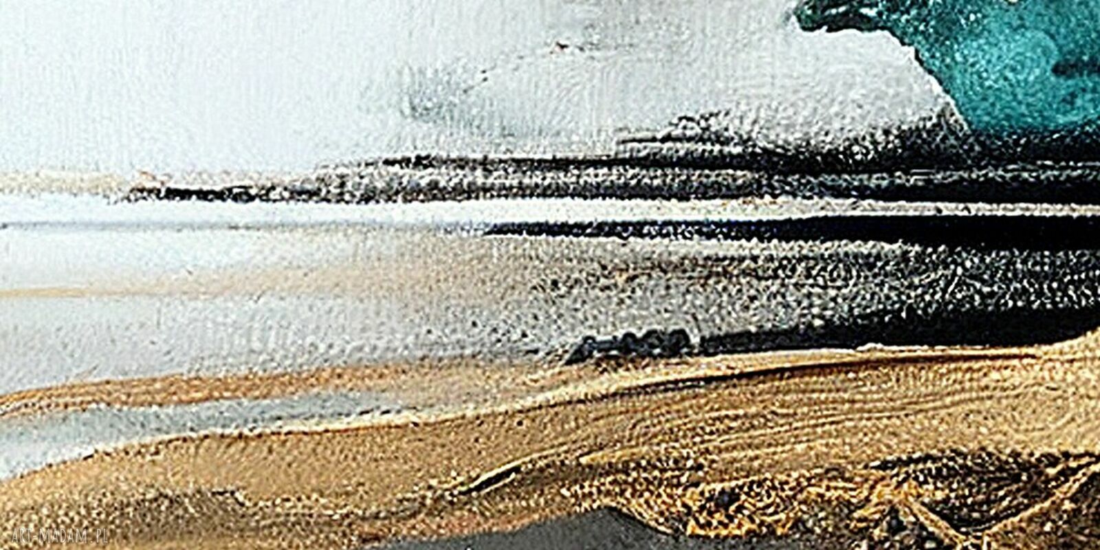 Nowoczesny obraz abstrakcyjny na płótnie 120x80 cm - turkus, złoto i czerń