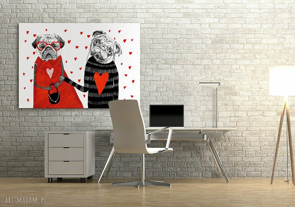 Obraz na płótnie 100x70 cm Mopsy Love - gotowy do zawieszenia, wysyłka w 24h