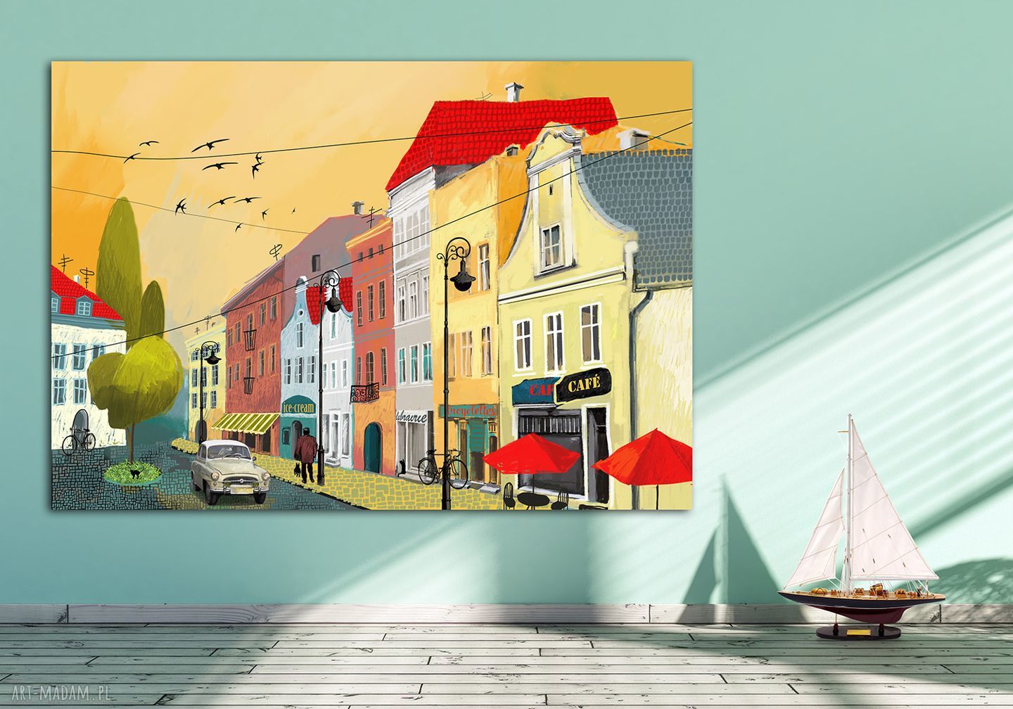 Bajkowe Kamieniczki - obraz na płótnie 120x80 cm do pokoju dziecka