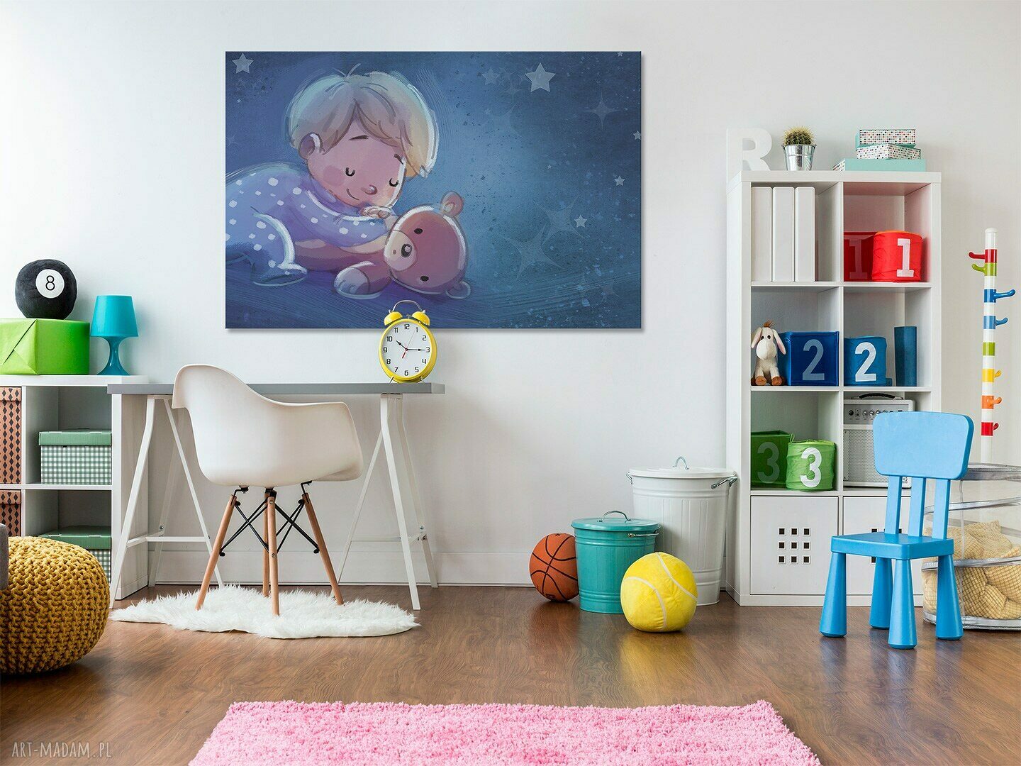 Obraz na płótnie - DLA DZIECI CHŁOPIEC MIŚ - 120x80 cm (38501)