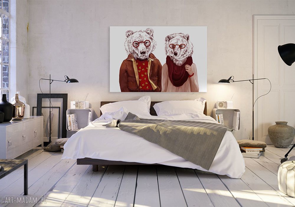 Obraz na płótnie 120x80 cm - Para Misiów, gotowy do powieszenia (wysyłka w 24h)
