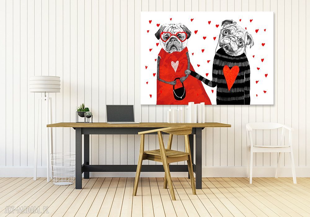 Obraz na płótnie 100x70 cm Mopsy Love - gotowy do zawieszenia, wysyłka w 24h
