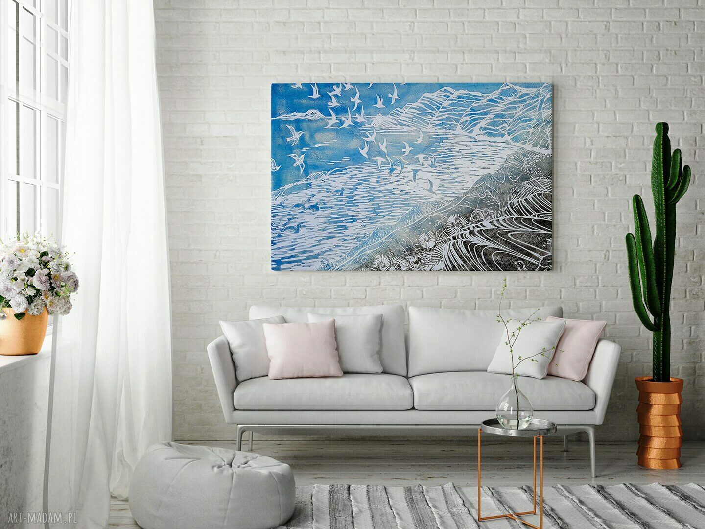 Obraz na płótnie - BŁĘKITNY MEWY MARYNISTYCZNY - 120x80 cm (87101)