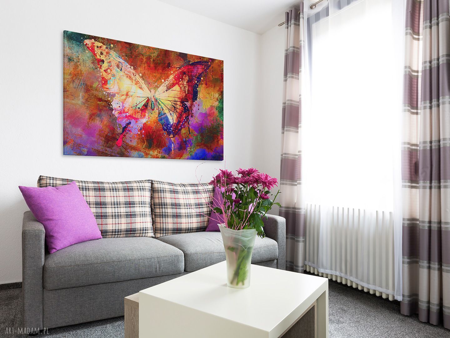 Kolorowy motyl na płótnie 120x80 cm - nowoczesna ozdoba ściany