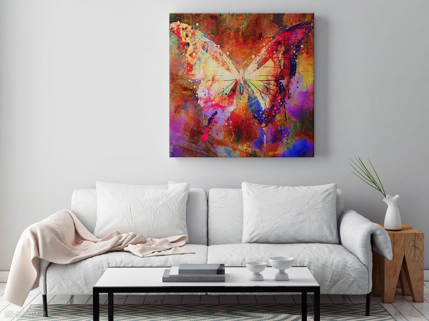 Obraz na płótnie Motyl Skrzydła Kolorowy 80x80 cm