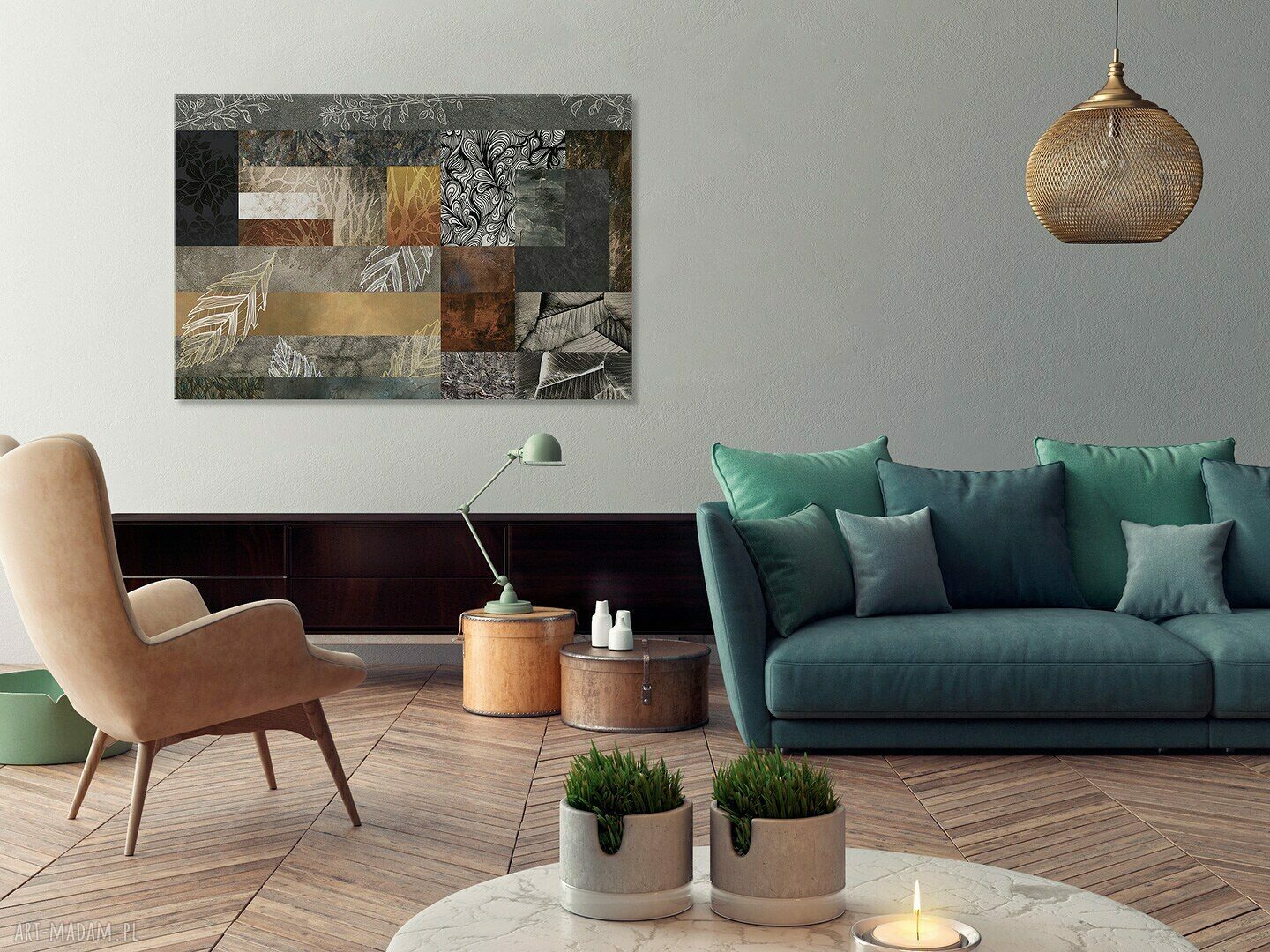 Obraz na płótnie - LIŚCIE MOZAIKA - 120x80 cm (46001)
