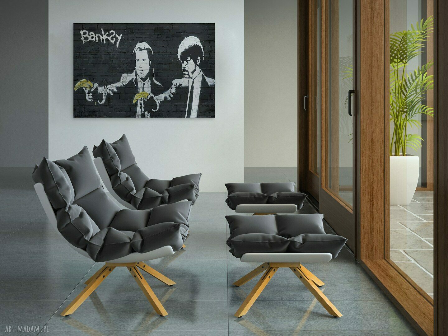 Obraz na płótnie BANKSY Film Banany 120x80 cm