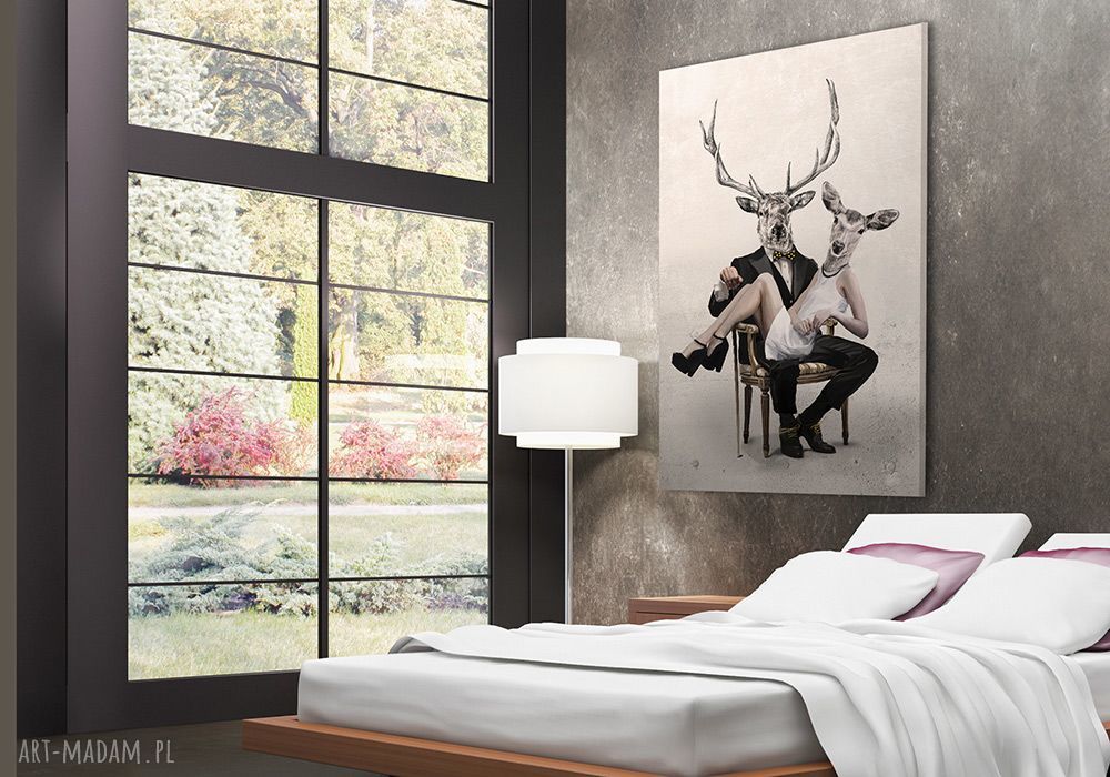 Deer Love - obraz na płótnie 80x120 cm z zawieszką