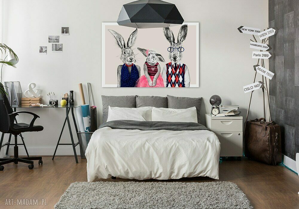 Obraz na płótnie 120x80 cm - Państwo Zajączkowie z Młodym