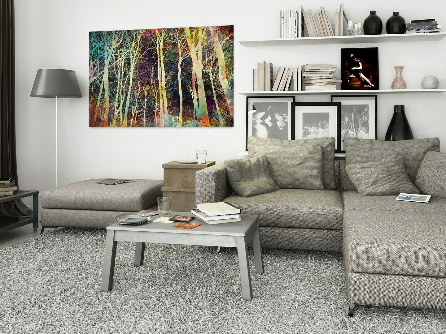 Obraz na płótnie - NOC DRZEWA GAŁĘZIE - 120x80 cm (48301)