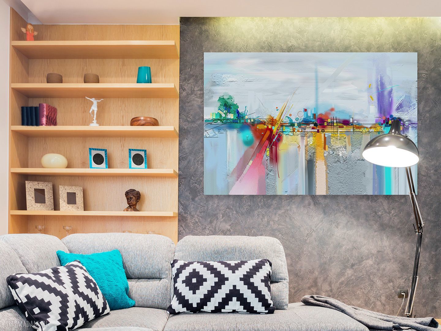 Kolorowy abstrakcyjny obraz na płótnie 120x80 cm - nowoczesny salon i sypialnia