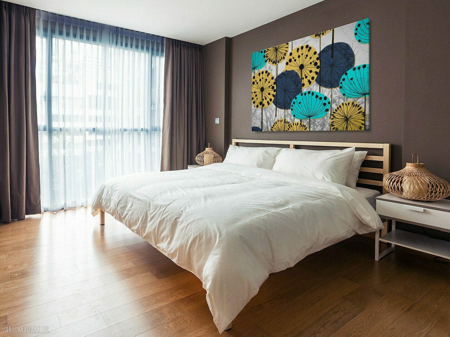 Obraz dmuchawce 120x80 cm - kwiatowy akcent na płótnie