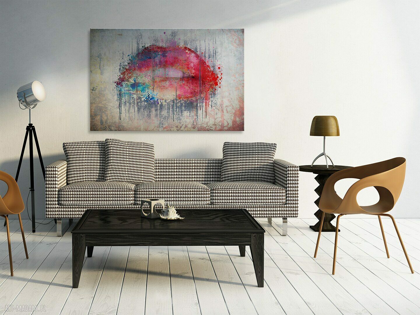 Obraz na płótnie - Abstrakcja Usta 90x60 cm (23101_90x60) - kolorowy loft industrialny