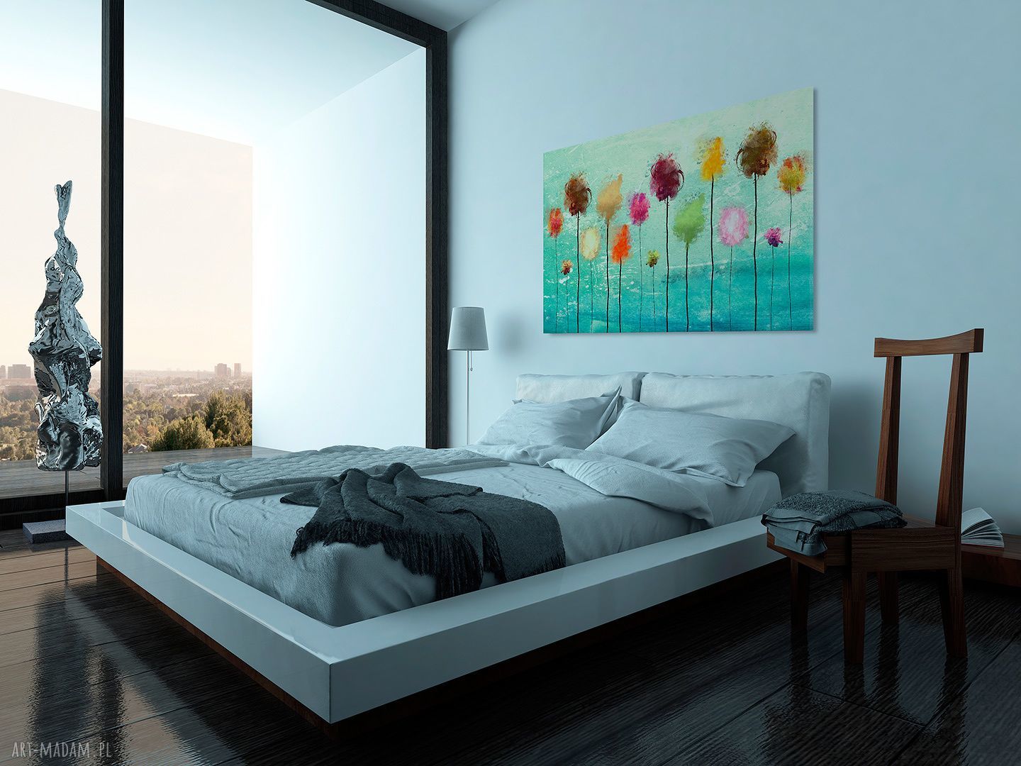 Kolorowy obraz z abstrakcją 120x80 cm - turkusowe kształty Vaku dsgn