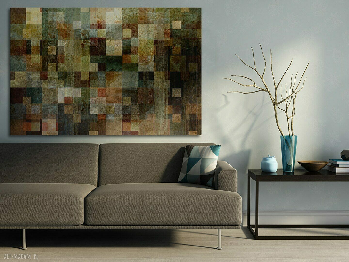 Obraz na płótnie - ABSTRAKCJA KWADRATY - 120x80 cm (13001)