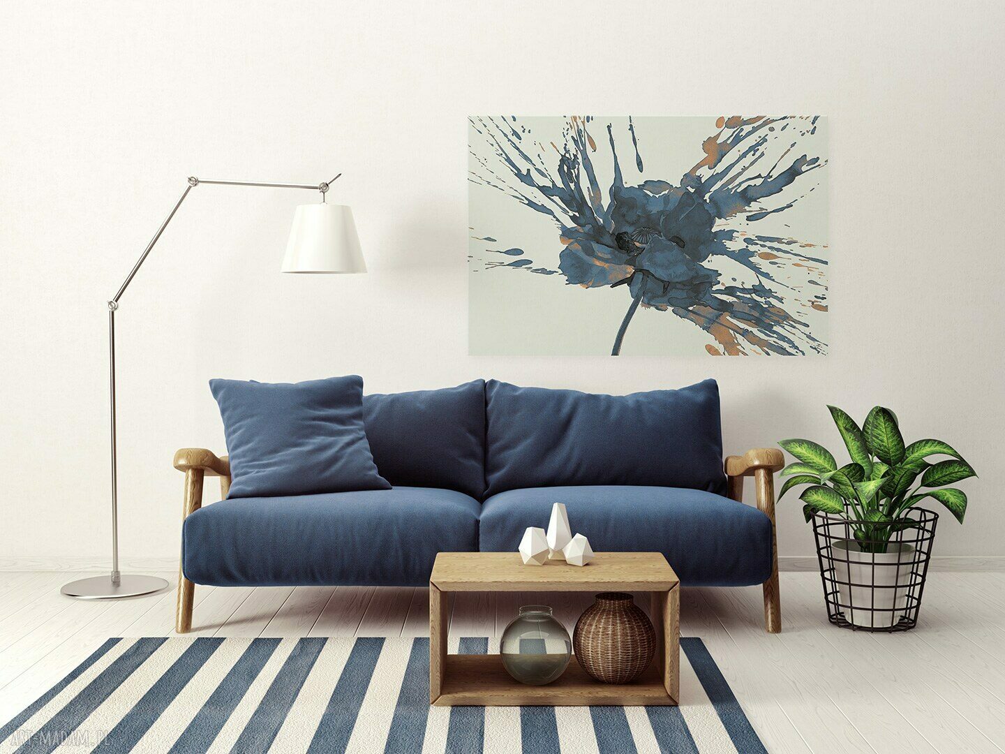 Obraz na płótnie - KWIAT MAK GRANATOWY - 120x80 cm (67403)