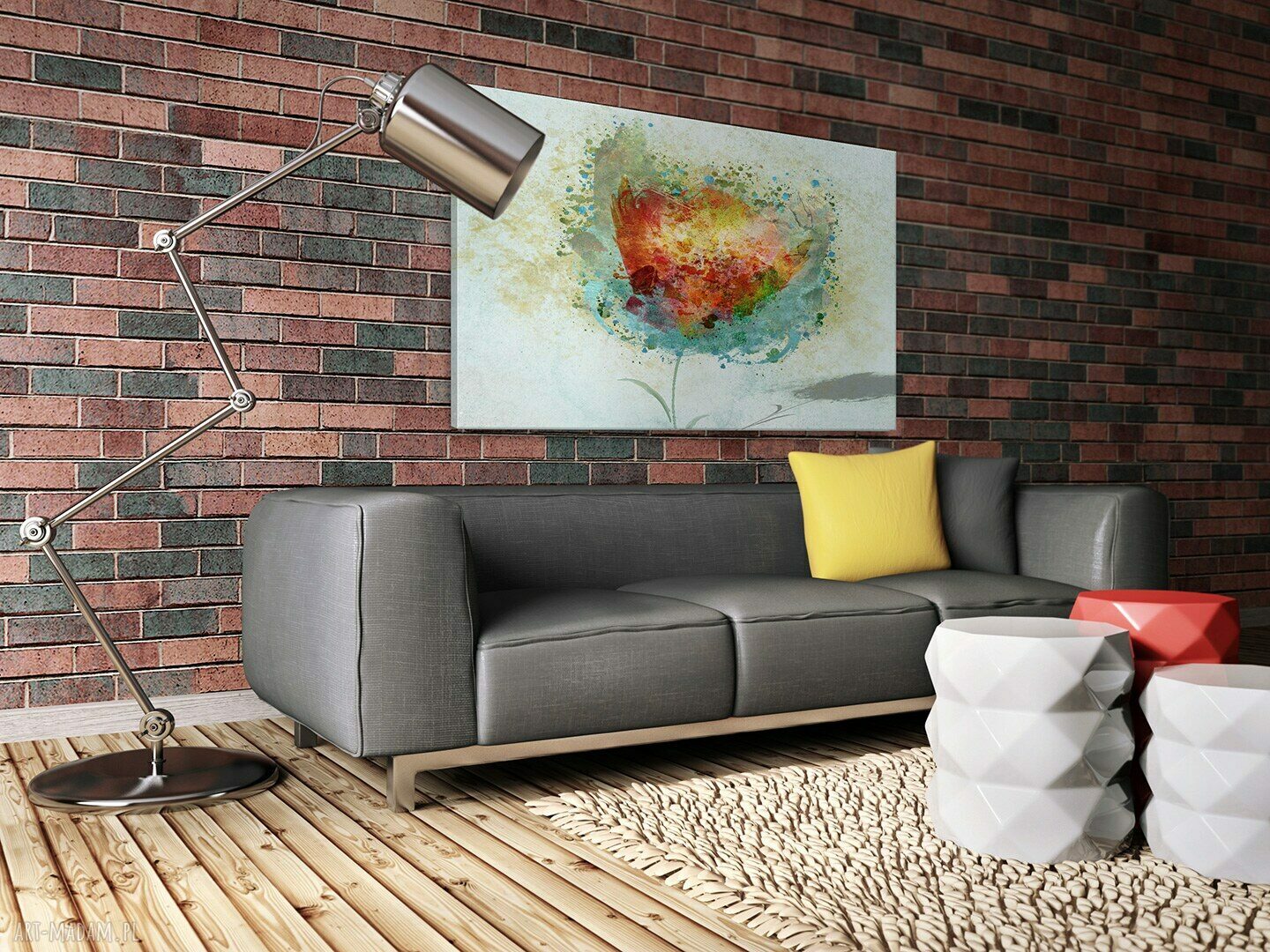 Nowoczesny obraz na płótnie Kwiat w turkusie 120x80 cm