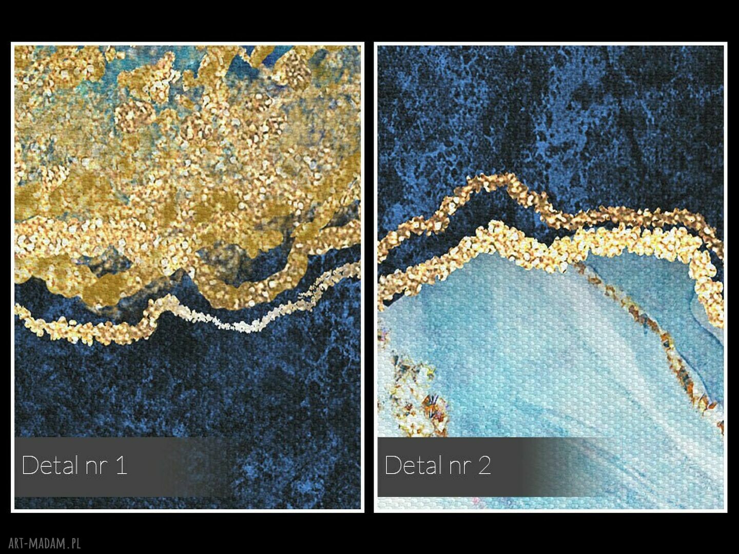 Obraz na płótnie - marmur złoto, błękit i granat w pionie 50x70 cm